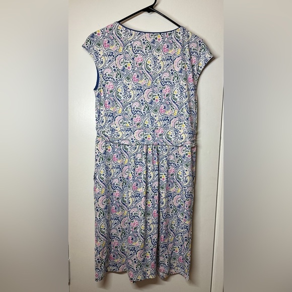 Boden Margot Paisley Floral Jersey Cap Sleeve Sheath Stretchy White Dress 10P - Picture 9 of 14